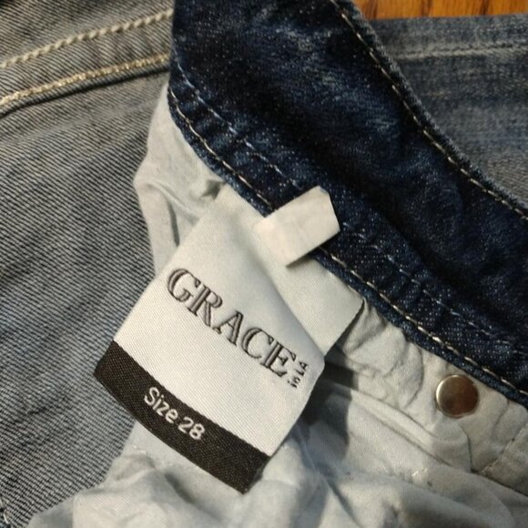 Women's Grace Easy Fit Jeans Floral Embroidery pockets Size 28-Embellished - Picture 5 of 13